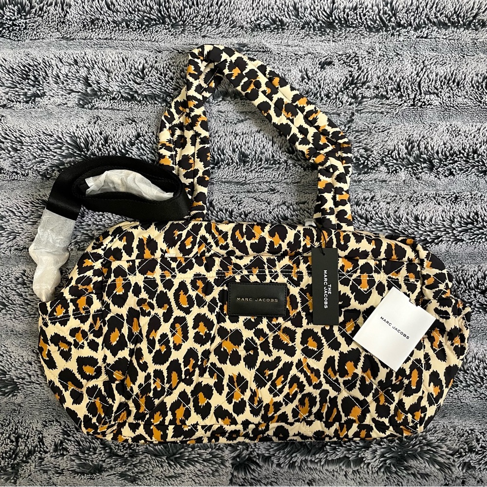 Marc Jacobs The Medium Weekender Leopard Quilted Nylon Travel Duffel Bag NWT
